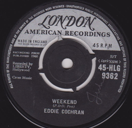 Eddie Cochran – Weekend (London 1960) 7" vinyl single VG/-