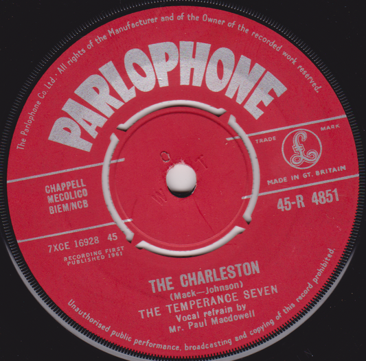 The Temperance Seven – The Charleston (Parlophone 1961) 7" vinyl single VG/-