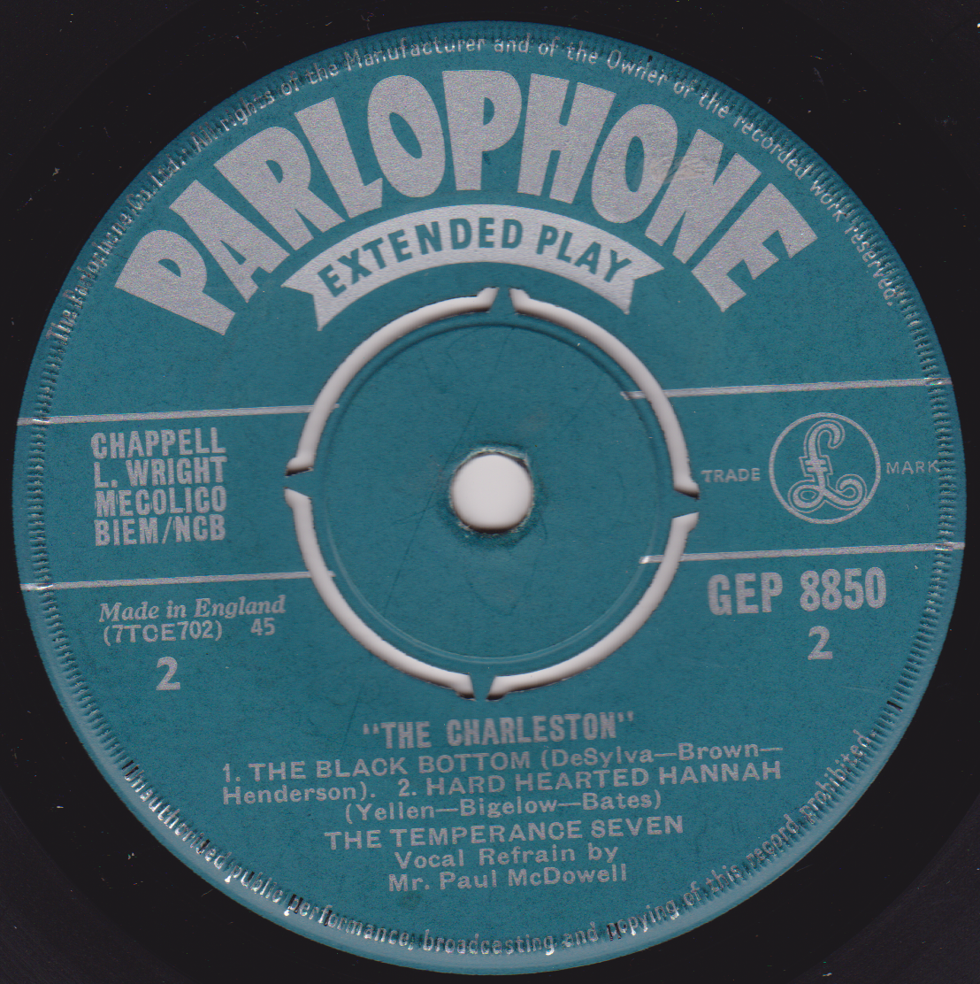 Parlophone extended play label on a black background