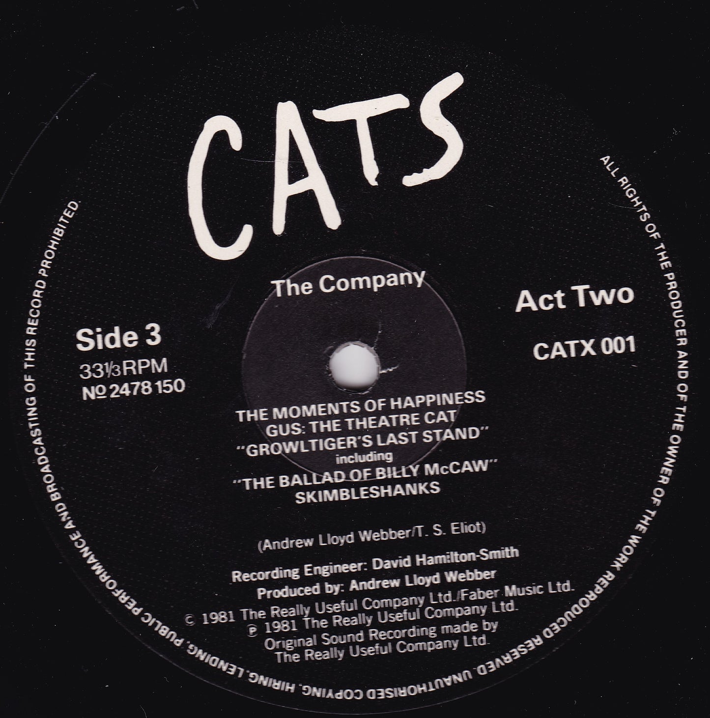 Andrew Lloyd Webber – Cats (Polydor 1981)  2x12" vinyl LP VG/G+