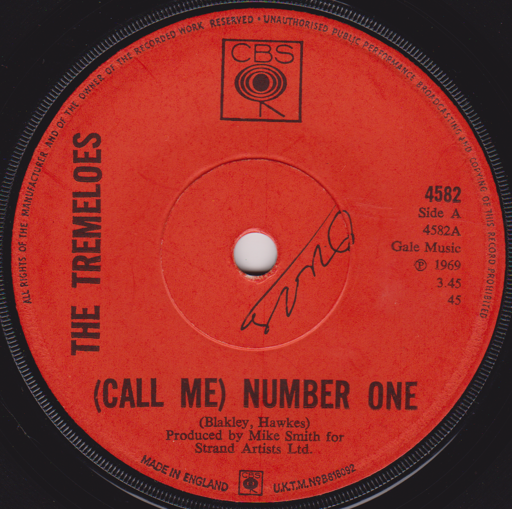 The Tremeloes - (Call Me) Number One (CBS 1969) 7" vinyl single G+/-