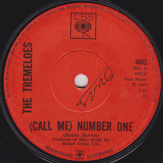 The Tremeloes - (Call Me) Number One (CBS 1969) 7" vinyl single G+/-