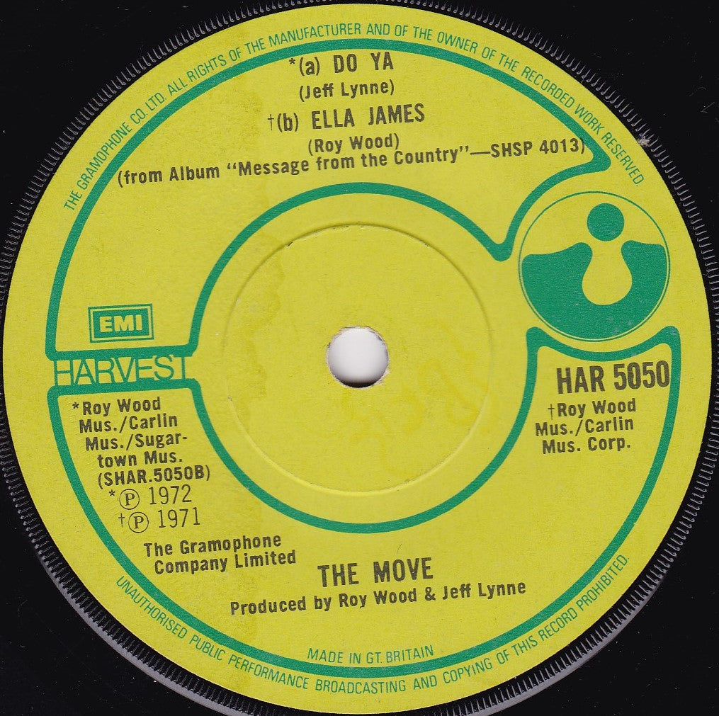 The Move ‎– California Man (Harvest 1972) 7" vinyl single G+/-