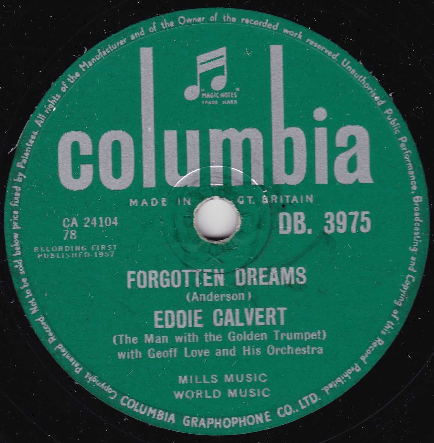 Eddie Calvert - Our Concerto / Forgotten Dreams (Columbia) 10" shellac VG/G+