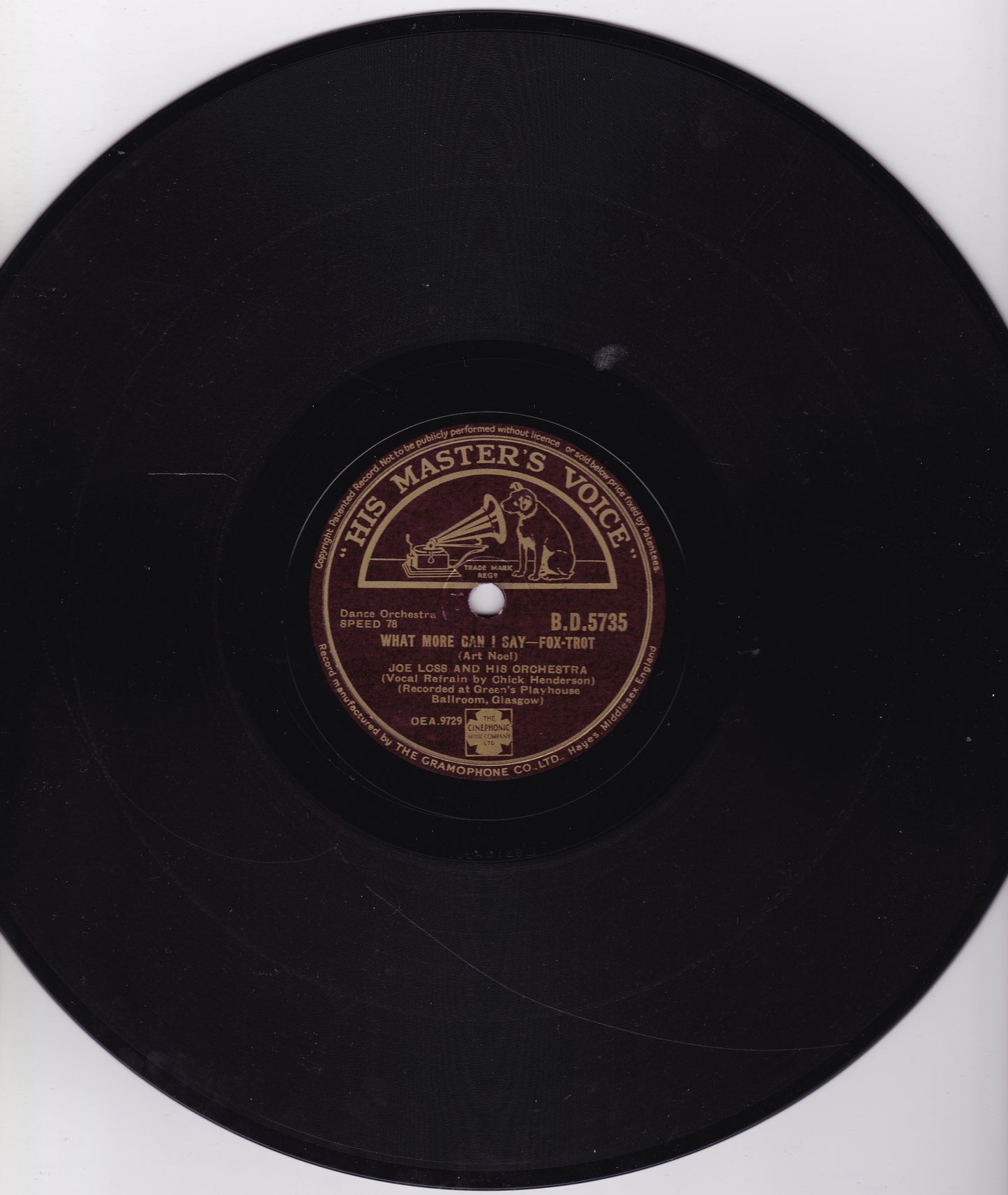 Joe Loss & His Orchestra ‎– Concerto For Two (HMV 1942) 10" shellac VG/-