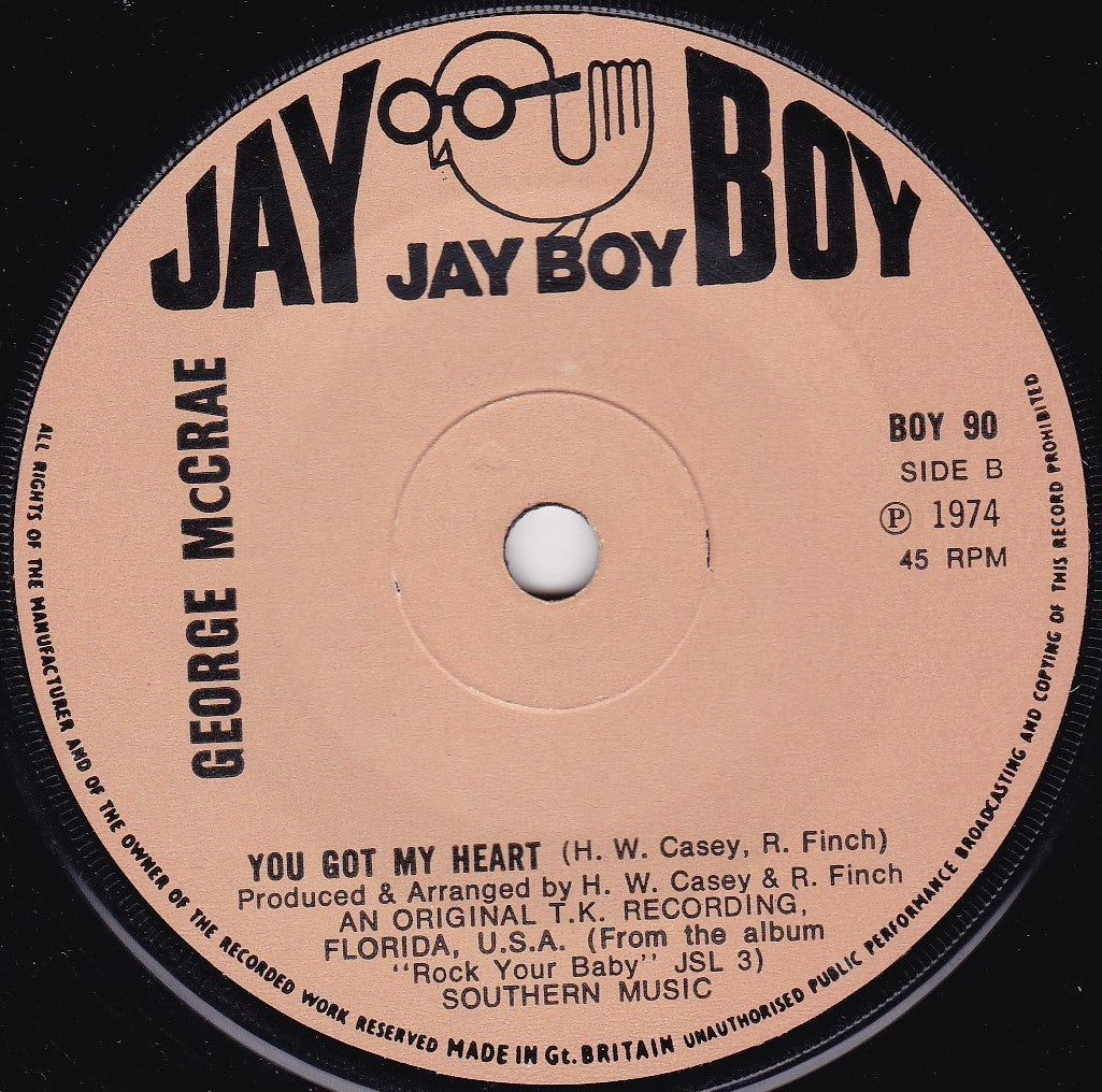 George McCrae – I Can't Leave You Alone (Jay Boy, 1974) 7" vinyl single G+/-