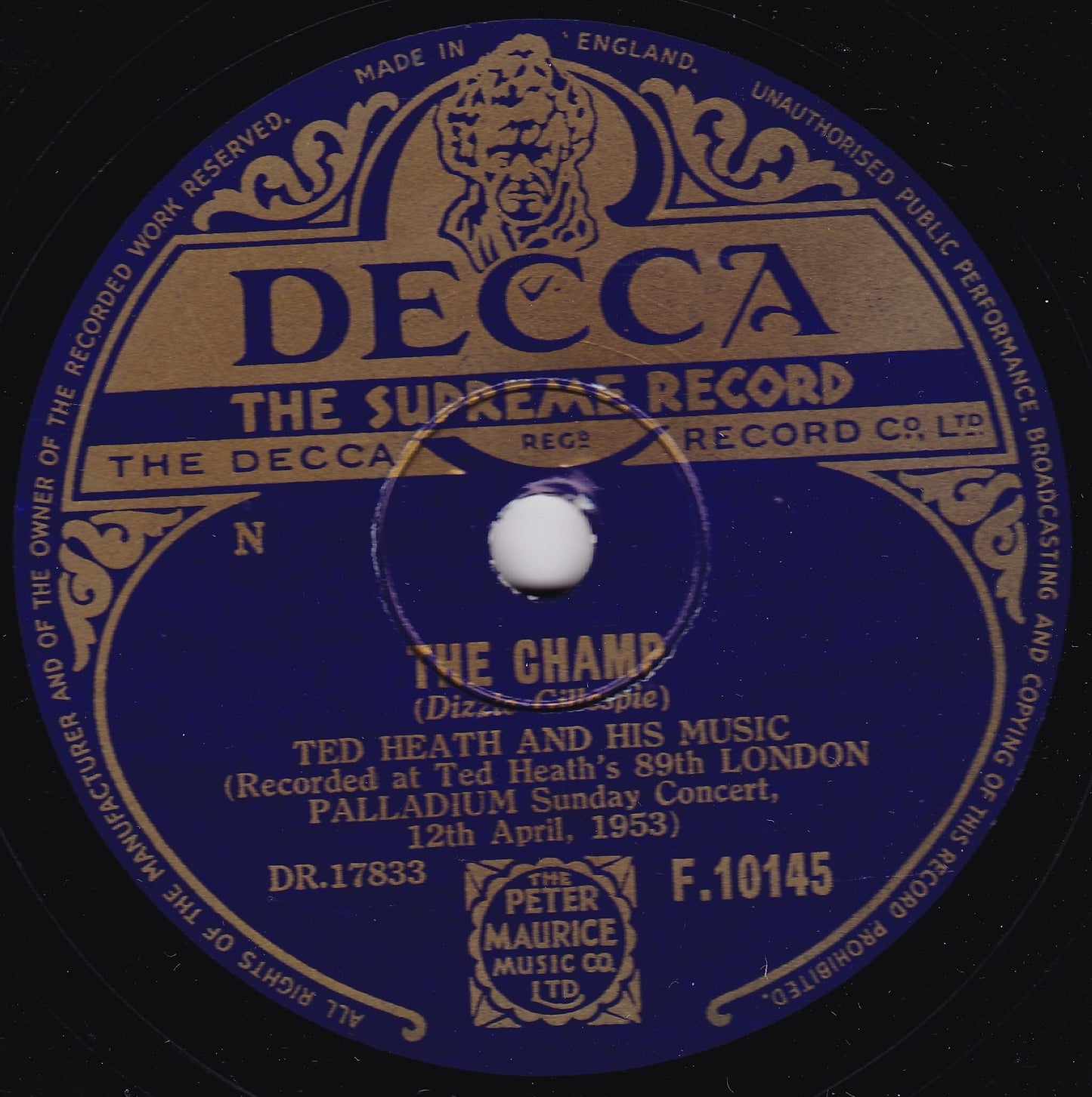 Ted Heath And His Music – The Champ / Blues For Moderns (1953) 10" shellac VG/-