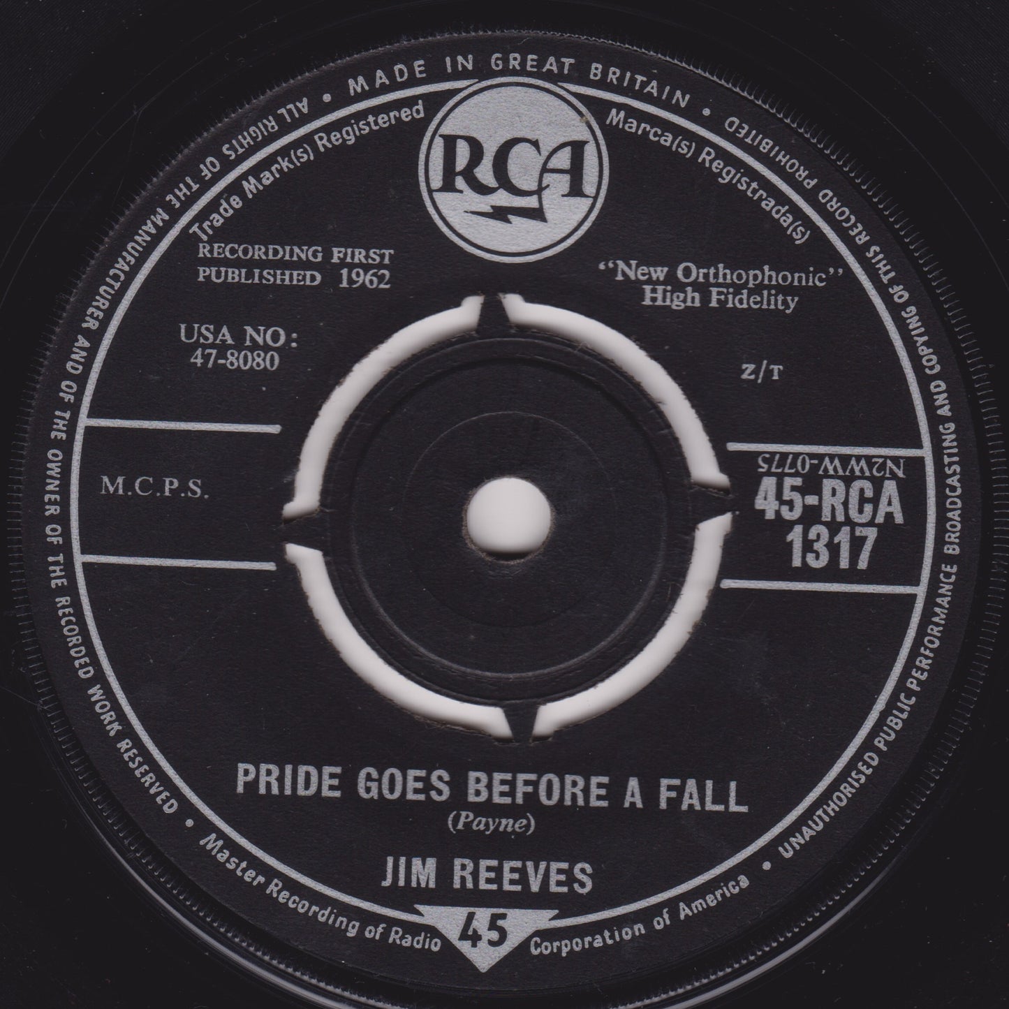 Jim Reeves ‎– I'm Gonna Change Everything (RCA 1962) 7" vinyl single VG/-