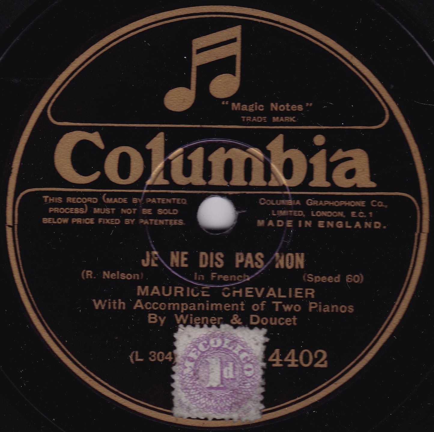 Maurice Chevalier - Mon Cœur / Je Ne Dis Pas Non (1927) 10" shellac VG/G+