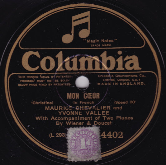 Maurice Chevalier - Mon Cœur / Je Ne Dis Pas Non (1927) 10" shellac VG/G+