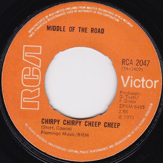 Middle Of The Road ‎– Chirpy Chirpy Cheep Cheep (RCA 1971) 7" vinyl single G+/- jukebox