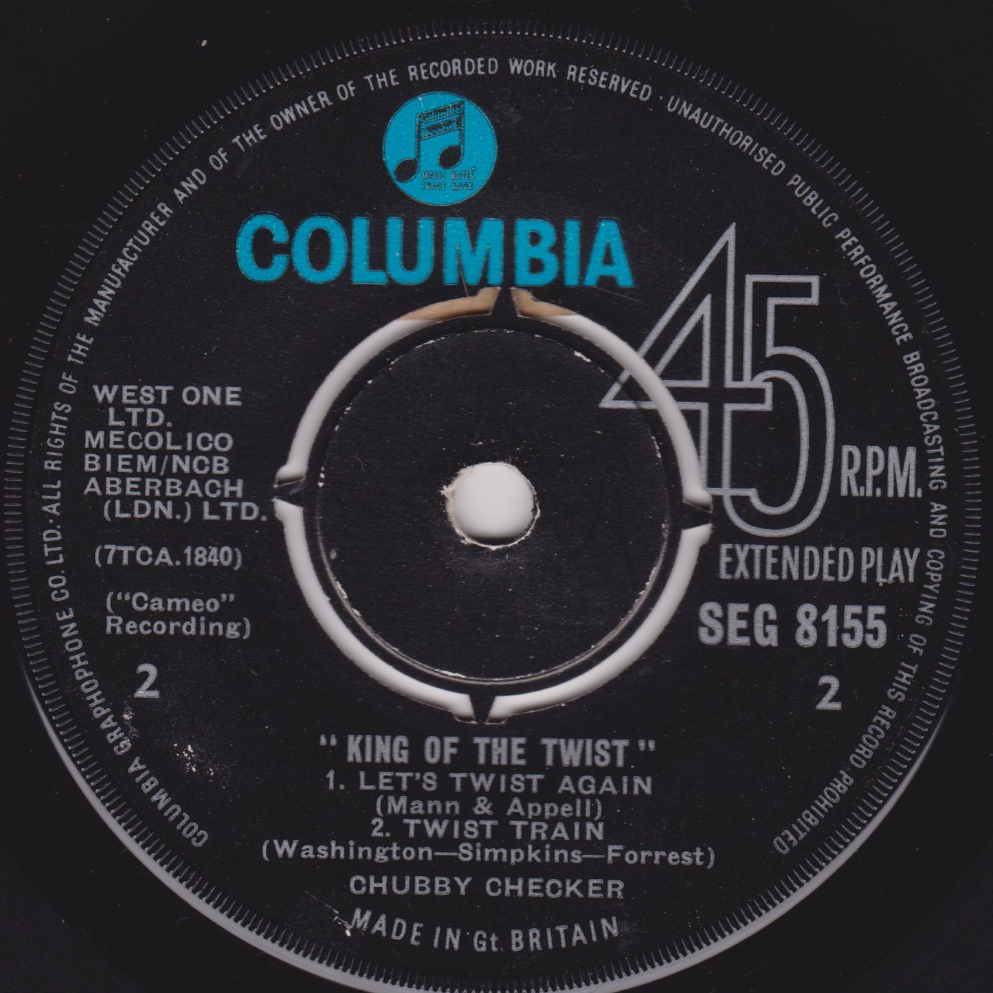 Chubby Checker ‎– King Of The Twist (Columbia 1962) 7" vinyl EP G+/-