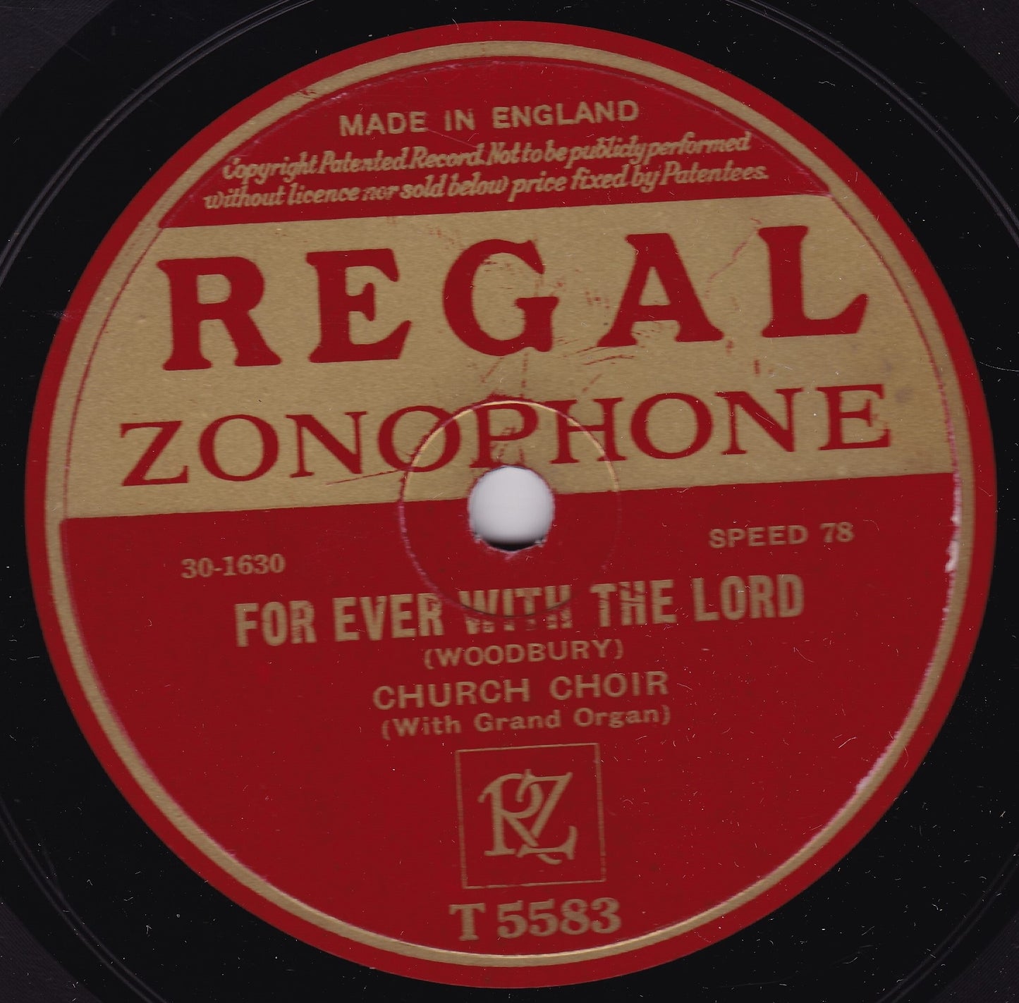 Church Choir - For Ever With The Lord (Regal Zonophone) 10" shellac VG/-