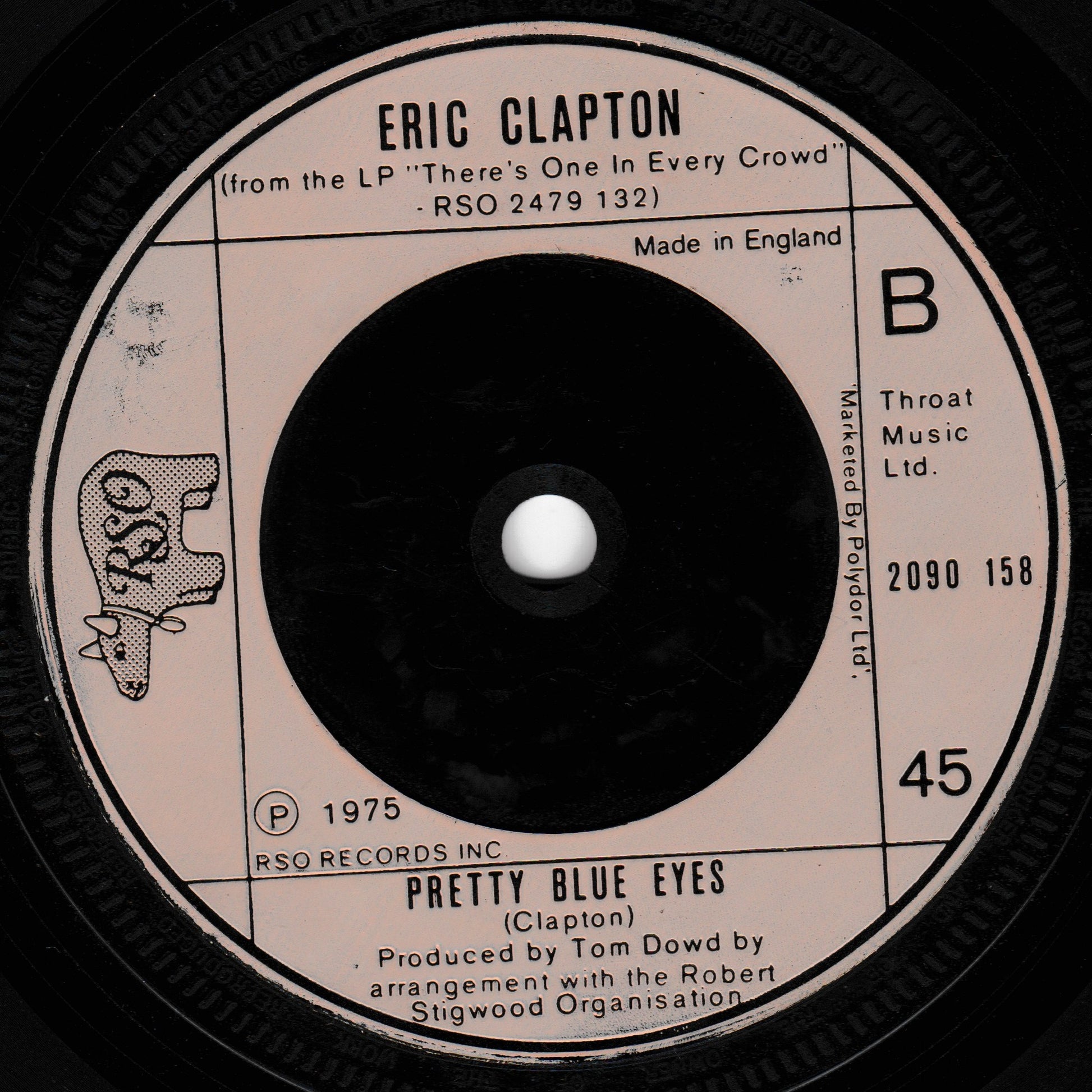 Record label for Eric Clapton's 'Pretty Blue Eyes' from 1975