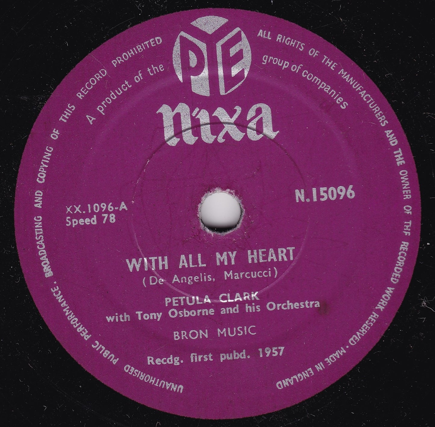 Petula Clark – With All My Heart / Gonna Find Me A Bluebird 10" vinyl VG/-