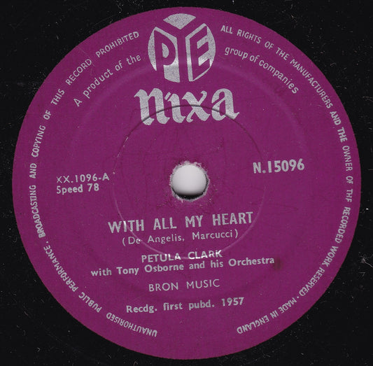 Petula Clark – With All My Heart / Gonna Find Me A Bluebird 10" vinyl VG/-