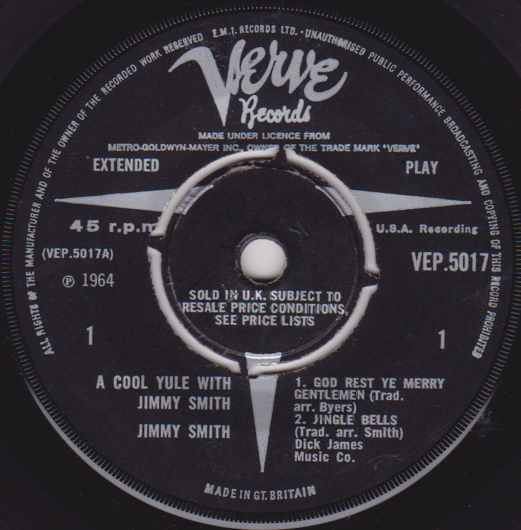 Verve Records label from a vinyl record with text and branding.