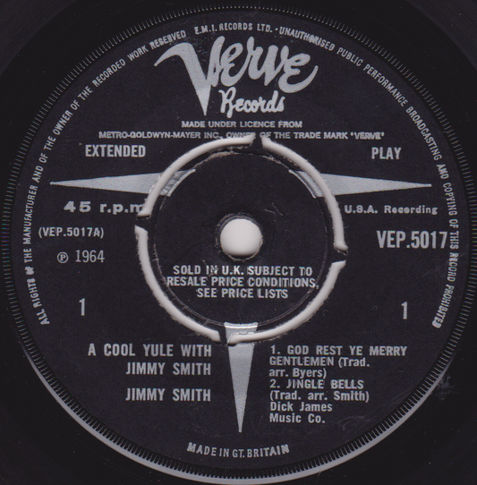 Verve Records label from a vinyl record with text and branding.