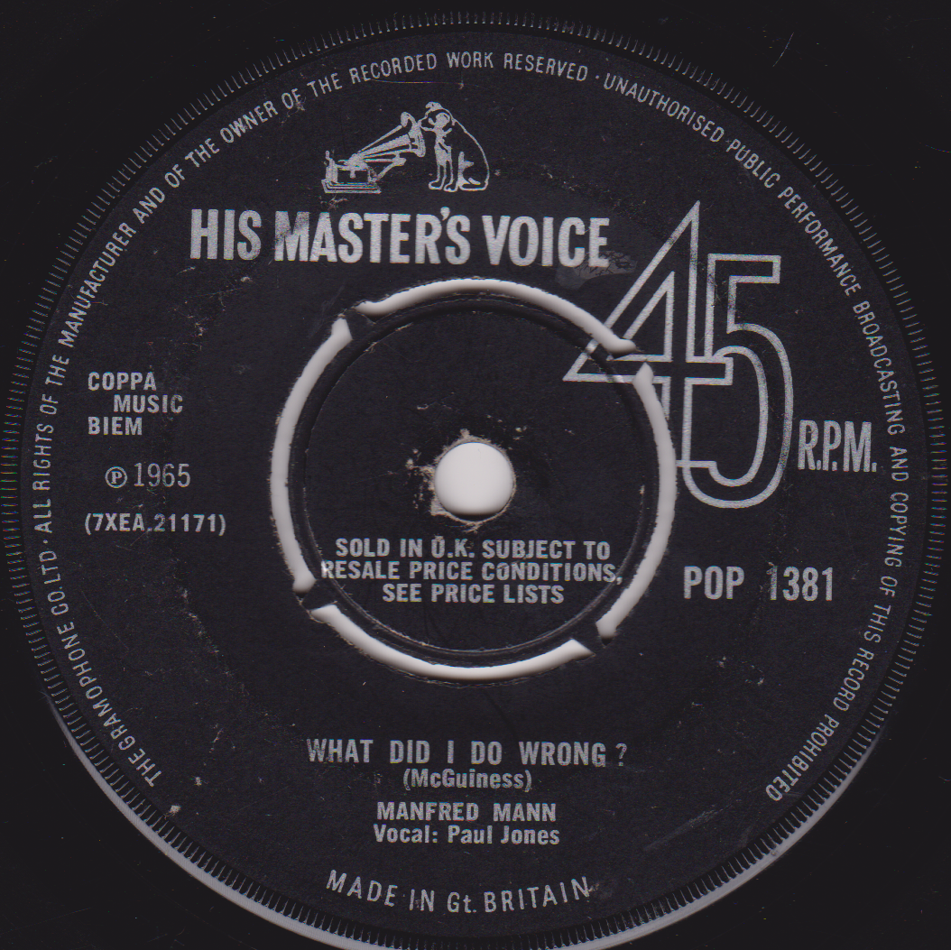 Record label from a vinyl record with 'His Master's Voice' branding