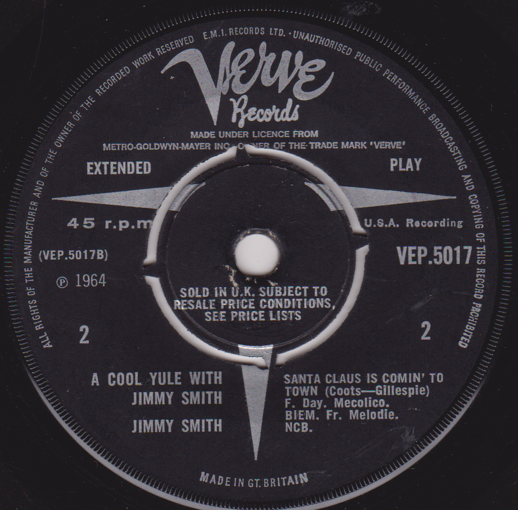Verve Records label from a vinyl record with text and branding.