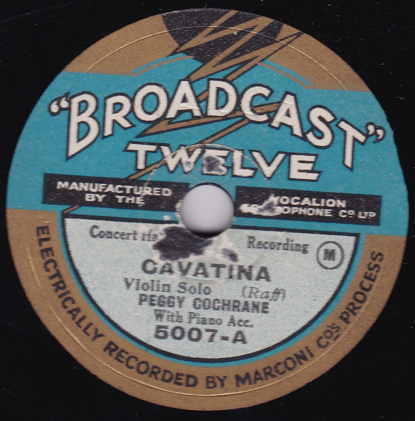 Peggy Cochrane ‎– Cavatina / Meditation (Broadcast Twelve) 10" shellac VG/VG