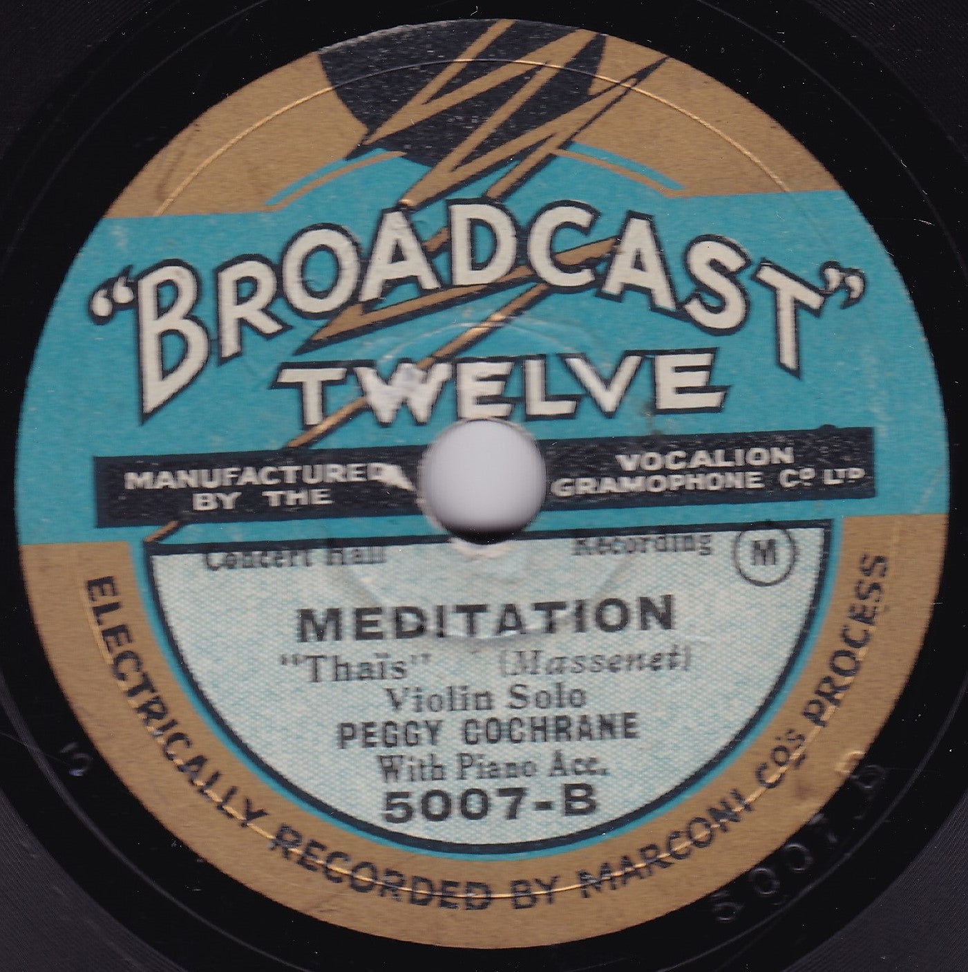 Peggy Cochrane ‎– Cavatina / Meditation (Broadcast Twelve) 10" shellac VG/VG