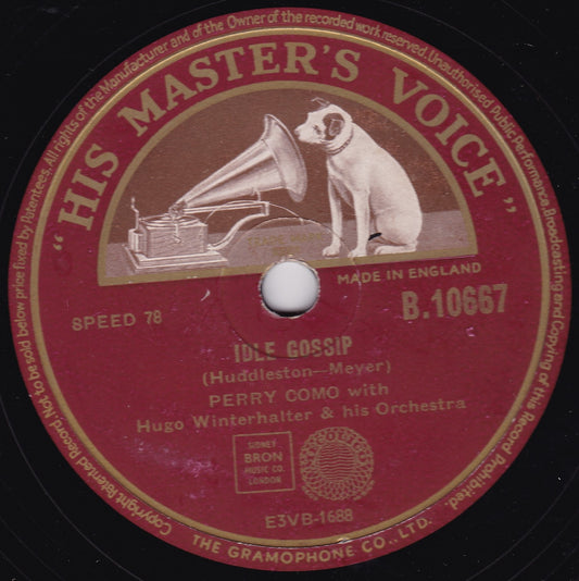 Perry Como - Idle Gossip / Look Out The Window (HMV 1954) 10" shellac VG/-