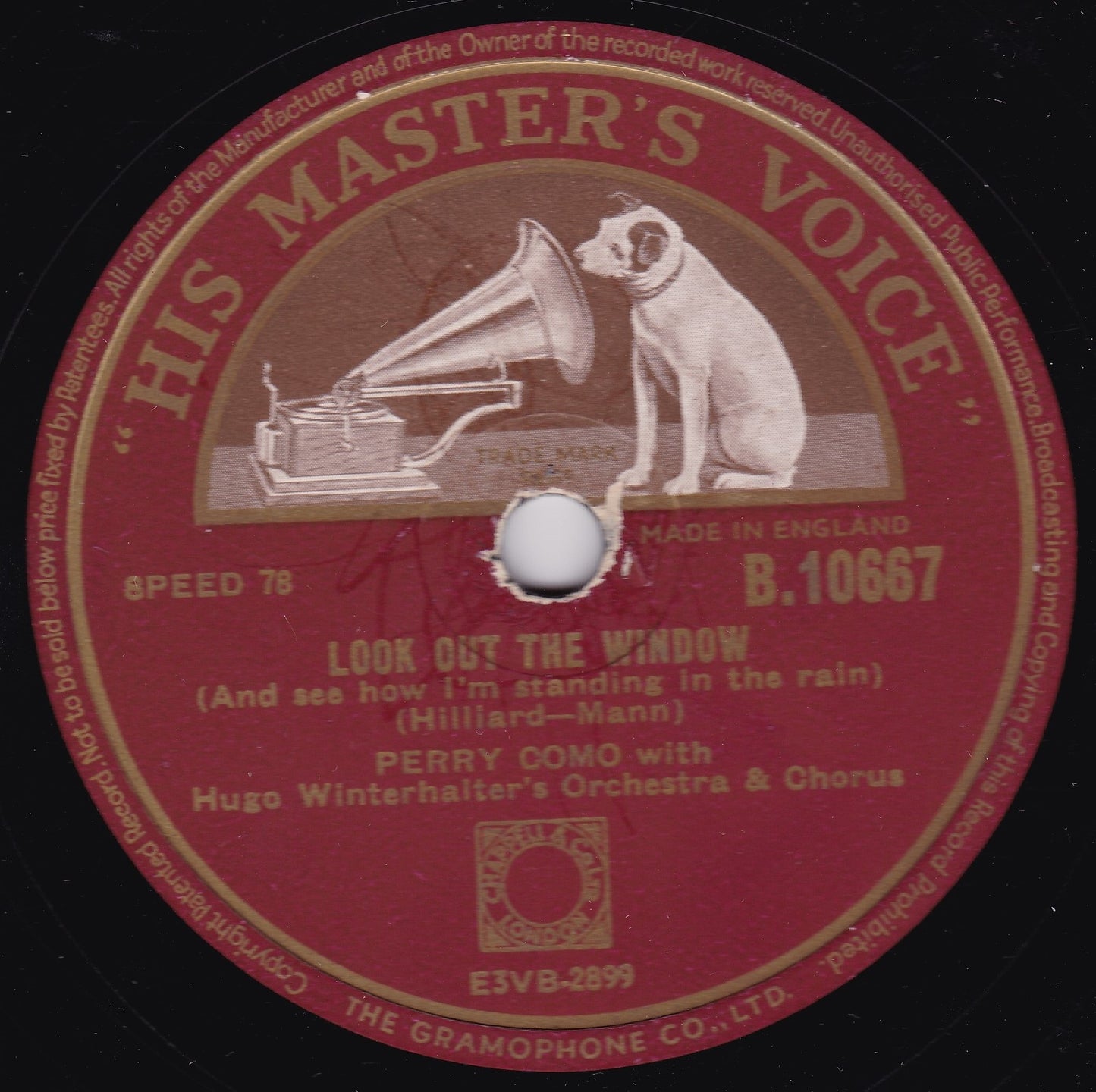 Perry Como - Idle Gossip / Look Out The Window (HMV 1954) 10" shellac VG/-