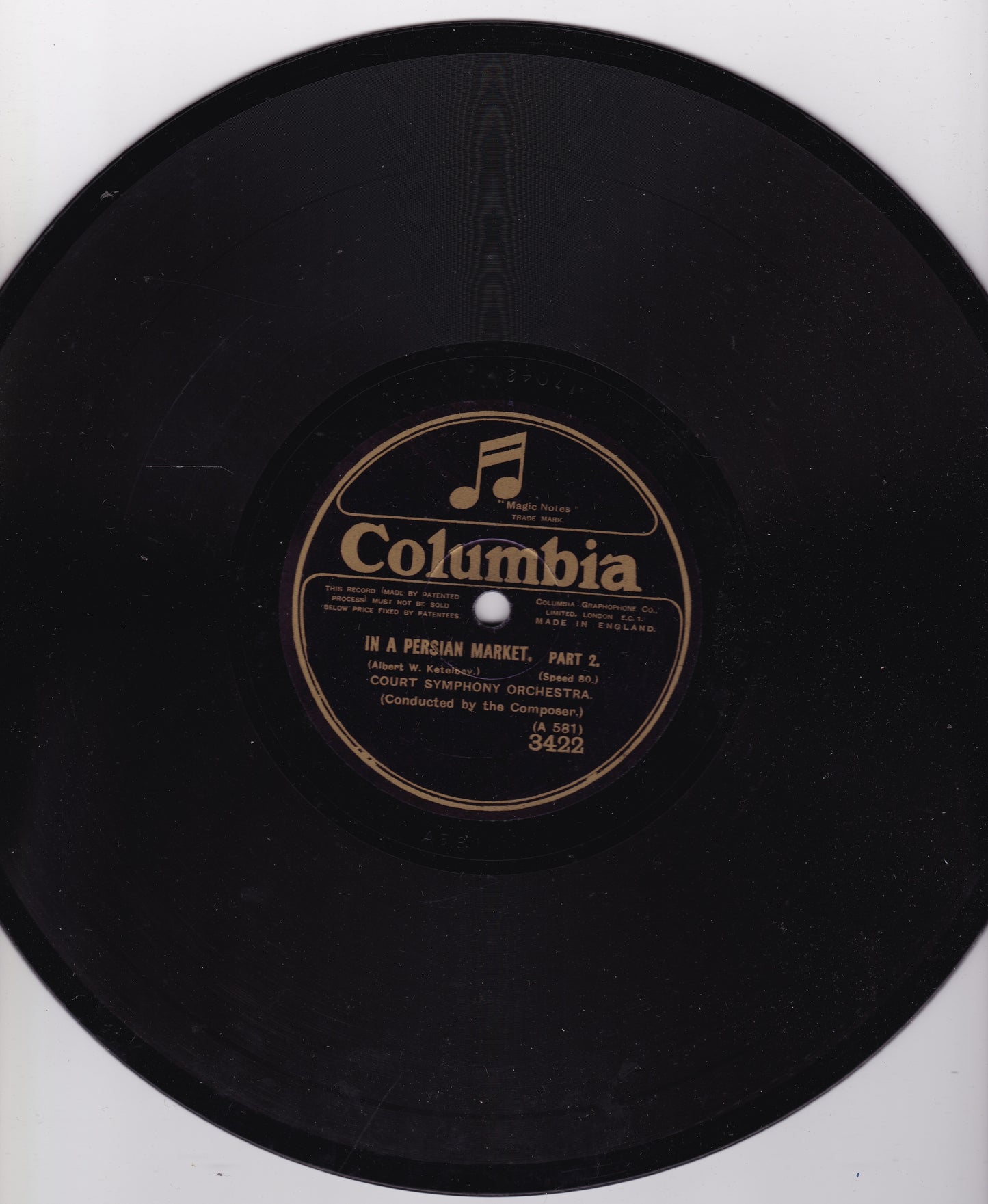 Court Symphony Orchestra ‎– In A Persian Market (Columbia 1926) 10" shellac VG/-