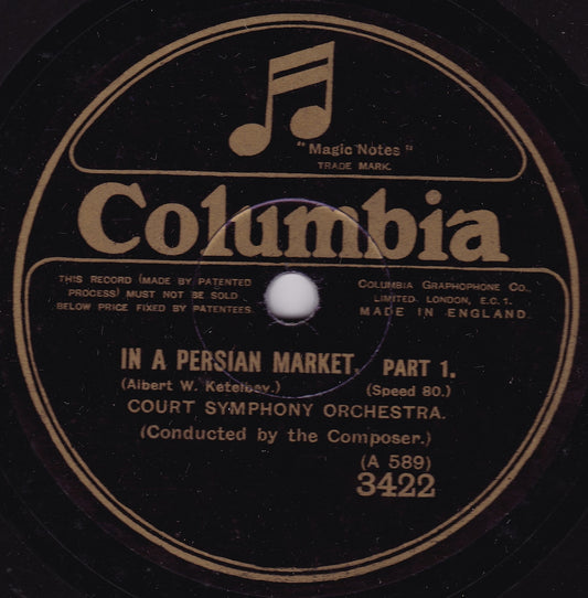 Court Symphony Orchestra ‎– In A Persian Market (Columbia 1926) 10" shellac VG/-