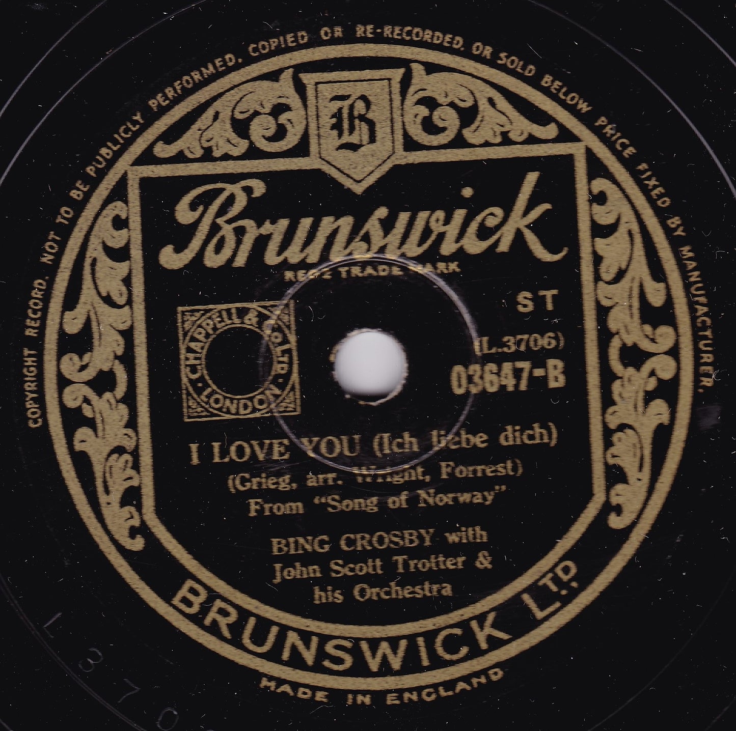 Bing Crosby – Strange Music / I Love You (Ich Liebe Dich) 10" shellac VG/-