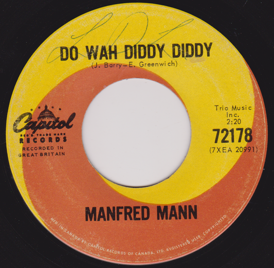 Manfred Mann – Do Wah Diddy Diddy (Capitol 1964) 7" vinyl single G+/- Canada jukebox