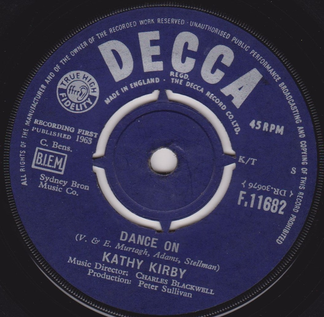 Kathy Kirby – Dance On (Decca 1963) 7" vinyl single G+/-