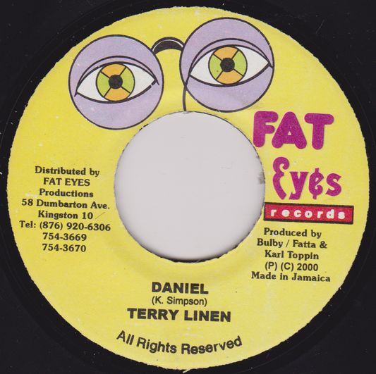 Terry Linen ‎– Daniel (Fat Eyes 2000) 7" vinyl single VG/- Jamaica jukebox centre