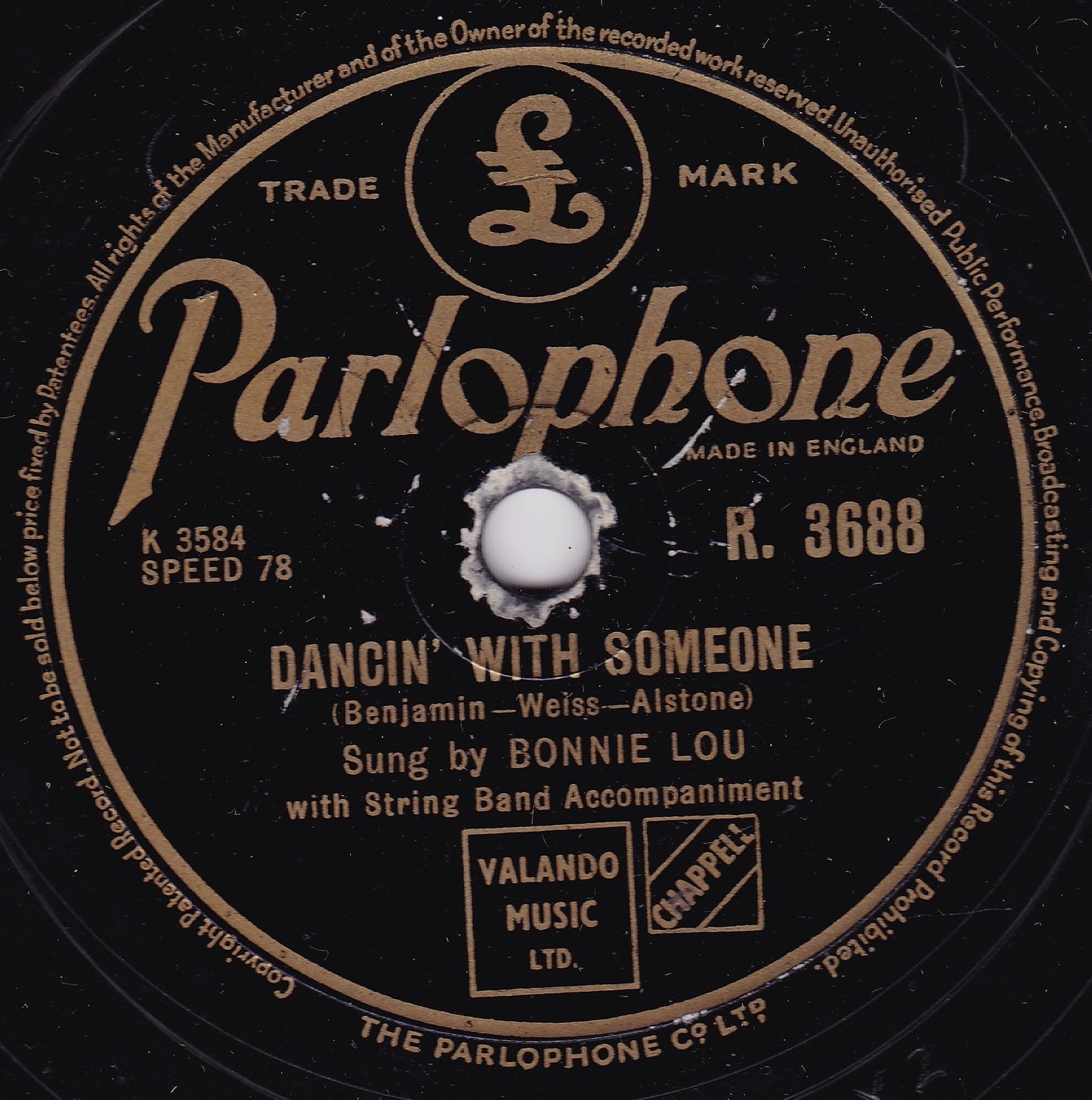 Bonnie Lou – Seven Lonely Days / Dancin' With Someone (1953) 10" shellac VG/