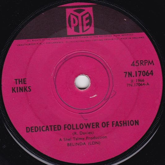 The Kinks – Dedicated Follower Of Fashion (Pye, 1966) 7" vinyl single G+/-