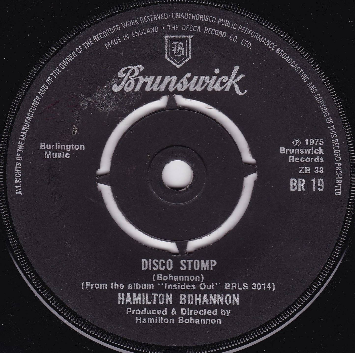 Hamilton Bohannon – Disco Stomp (Brunswick 1975) 7" vinyl single G+/-