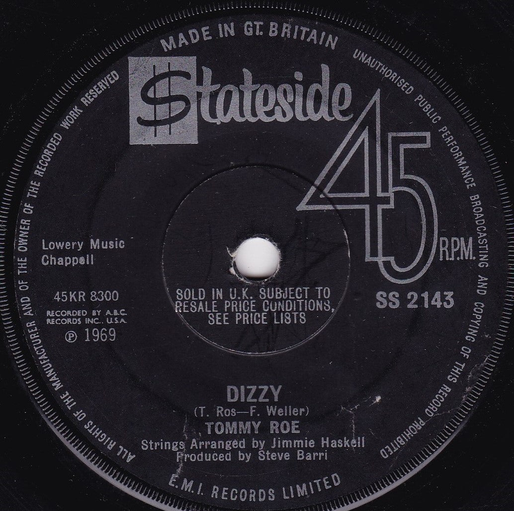 Tommy Roe - Dizzy (Stateside 1969) 7” vinyl single VG/-