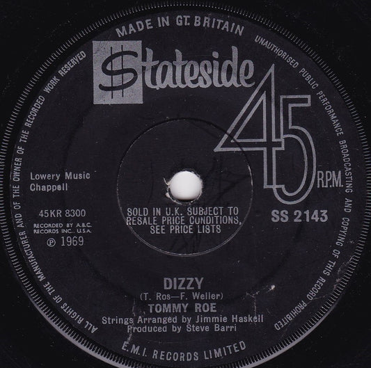 Tommy Roe - Dizzy (Stateside 1969) 7” vinyl single VG/-