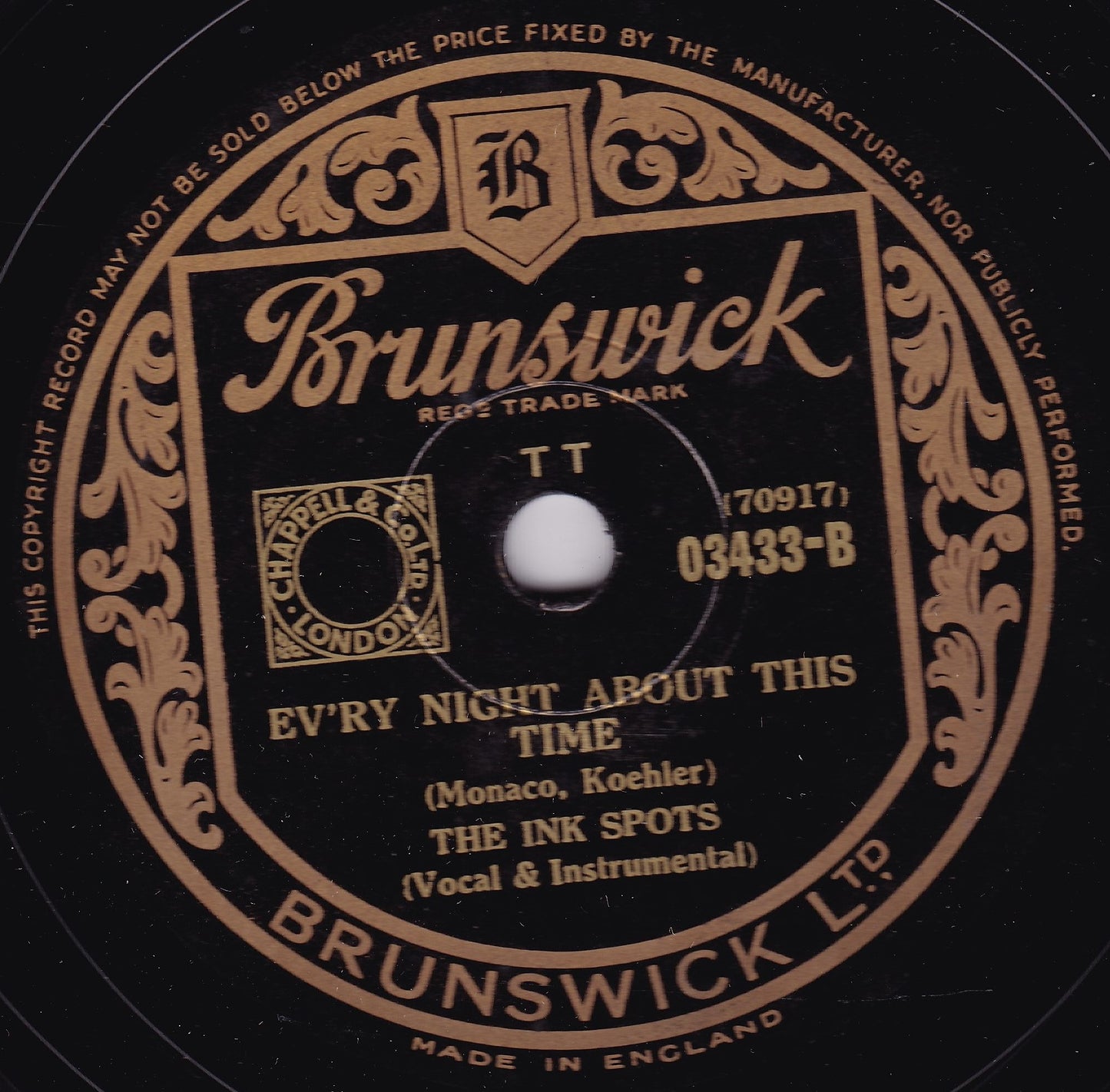 The Ink Spots – I Don't Want Sympathy, I Want Love (Brunswick) 10" shellac VG/-