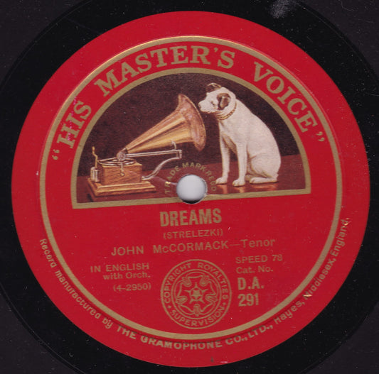 John McCormack - Dreams / Parted (HMV 1923) 10" shellac VG/-