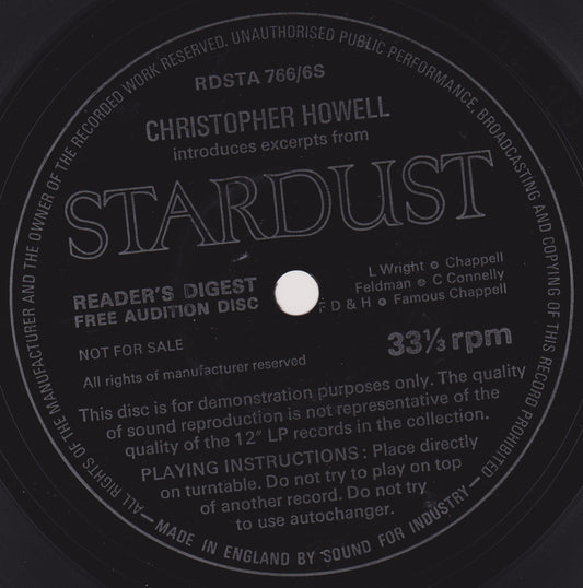 Christopher Howell ‎– Introduces Excerpts From Stardust (Reader's Digest) 7" flexi-disc VG/- single-sided