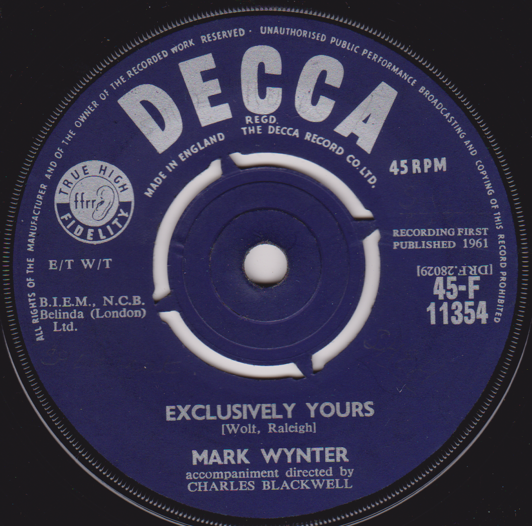 Mark Wynter ‎– Exclusively Yours (Decca 1961) 7" vinyl single VG/-