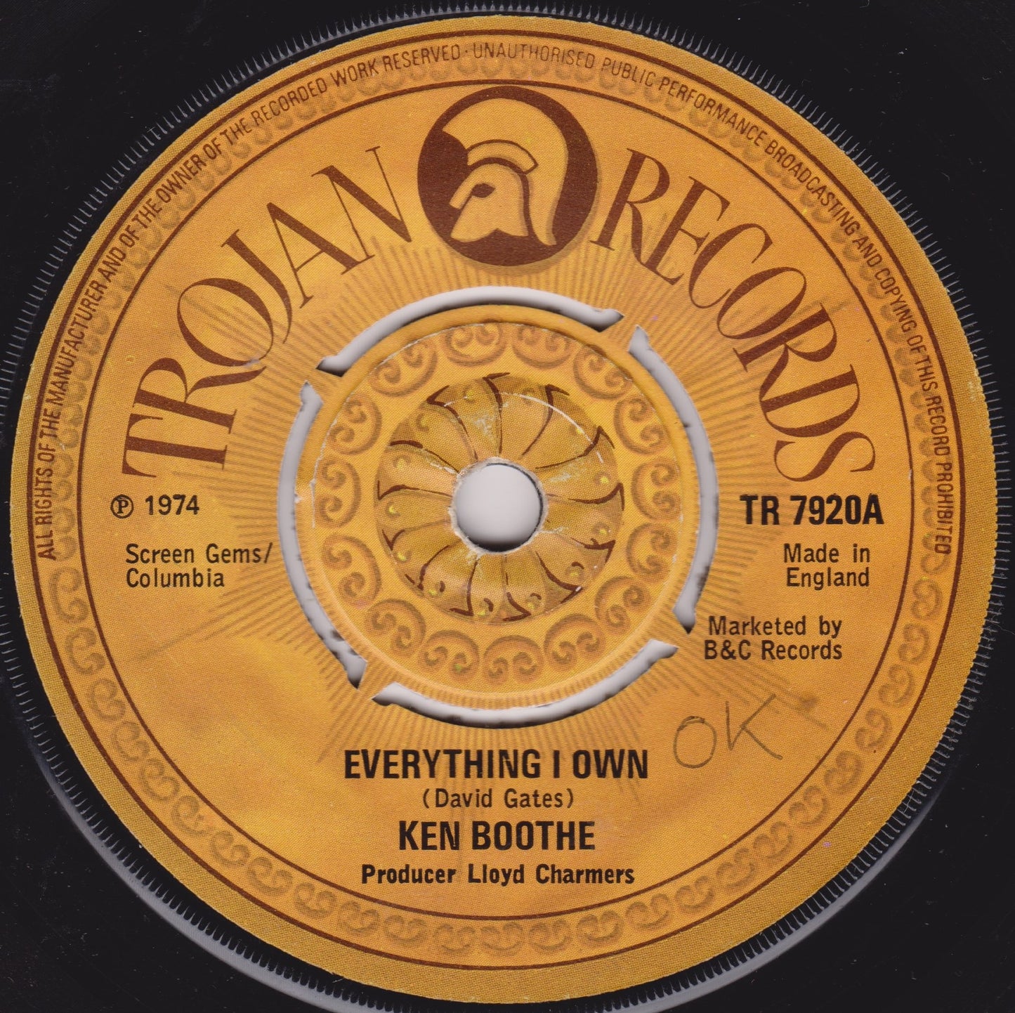 Trojan Records record label with text and branding