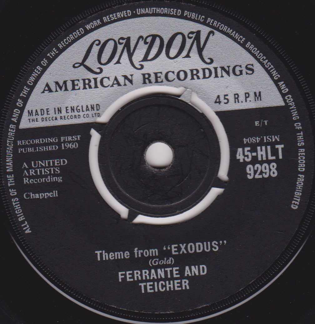 Ferrante And Teicher ‎– Theme From "Exodus" (London 1960) 7" vinyl single VG/-