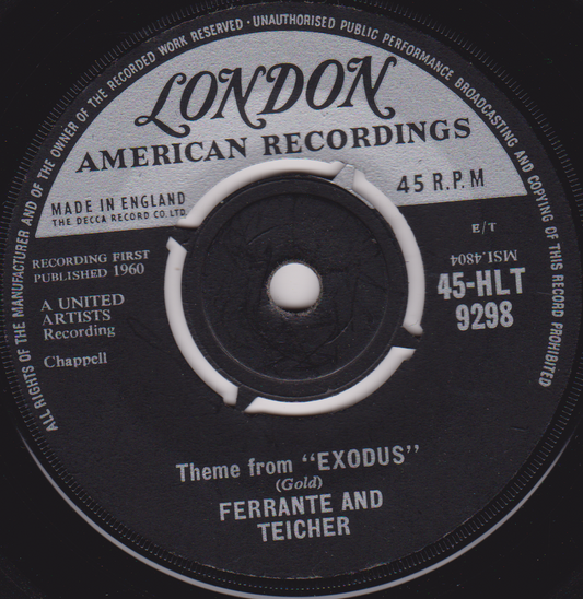 Ferrante And Teicher ‎– Theme From "Exodus" (London 1960) 7" vinyl single VG/-