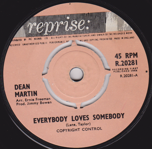 Dean Martin ‎– Everybody Loves Somebody (Reprise 1964) 7" vinyl single VG/-