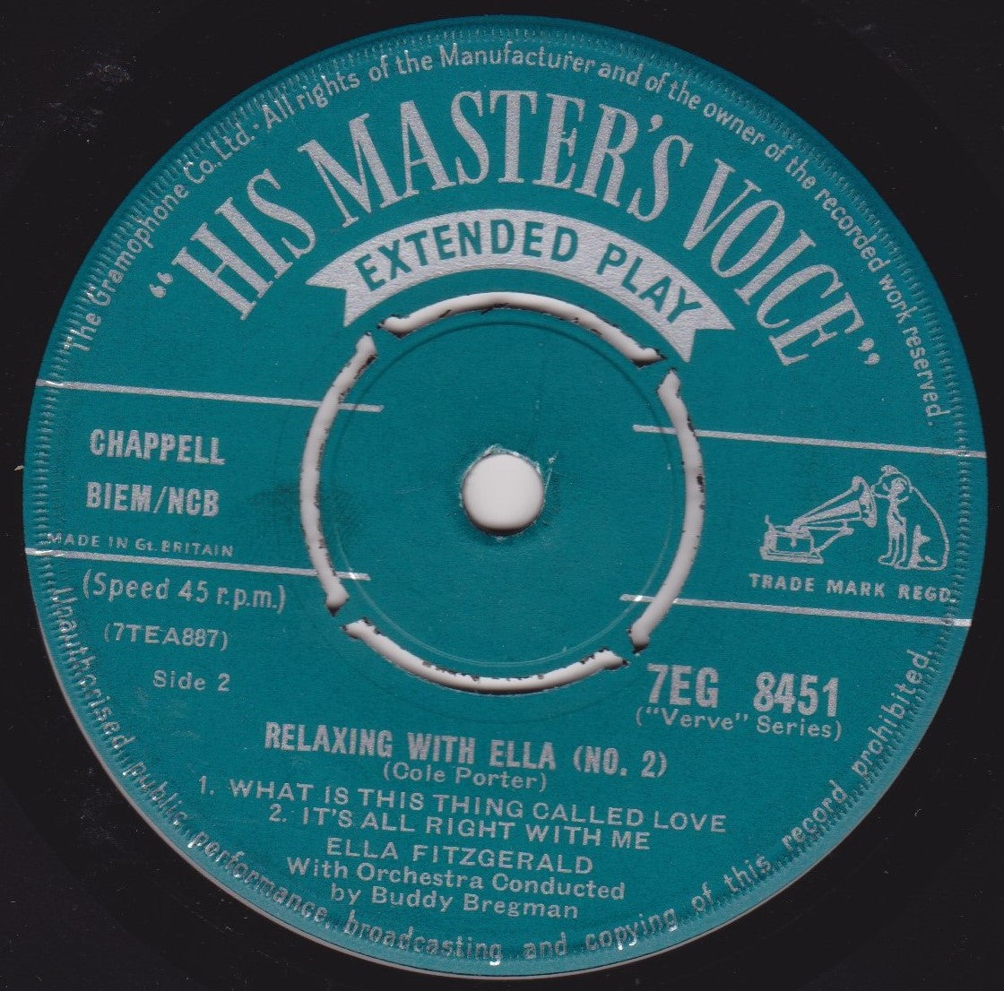 Ella Fitzgerald ‎– Relaxing With Ella (No. 2) (HMV 1959) 7" vinyl EP VG/-