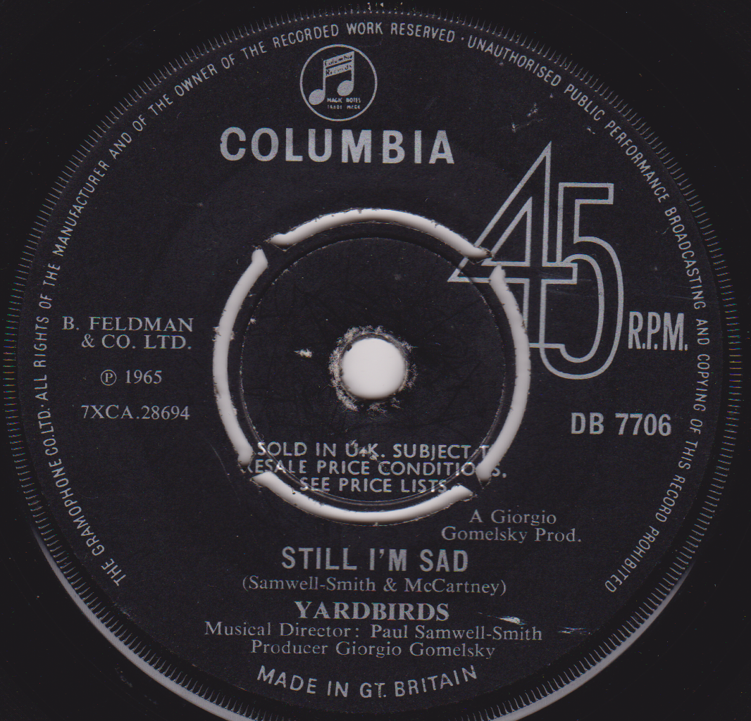 Yardbirds ‎– Evil Hearted You (Columbia 1965) 7" vinyl single G+/-
