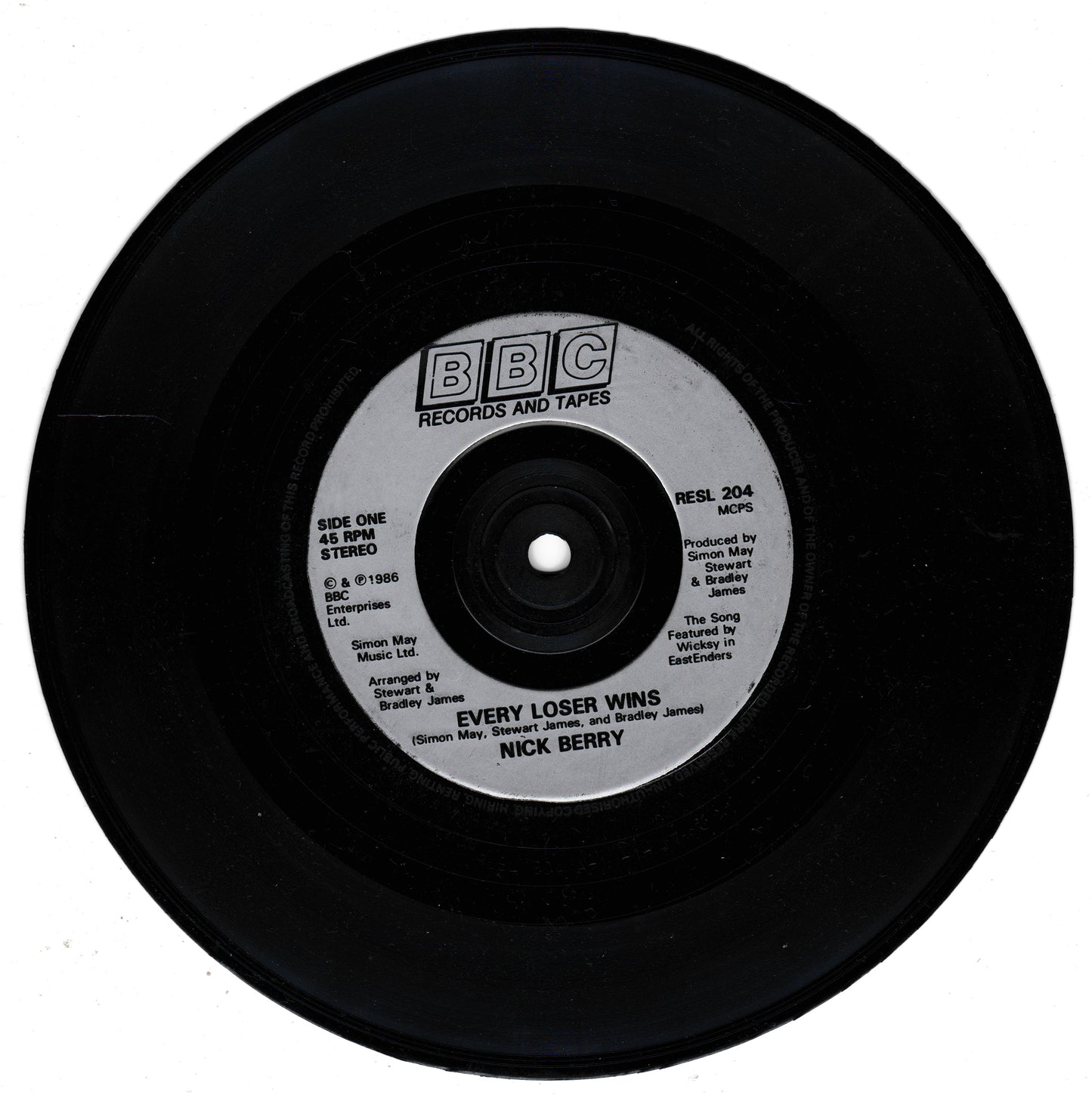 Black vinyl record with BBC Records and Tapes label